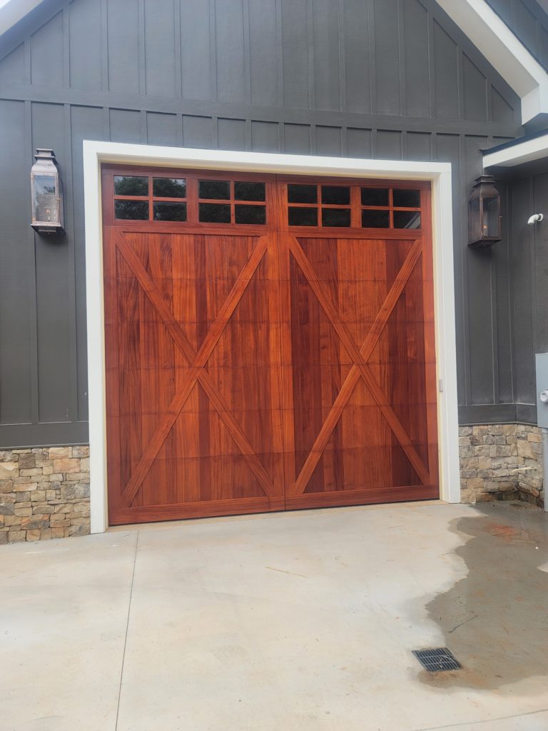 custom mahogany wood garage door