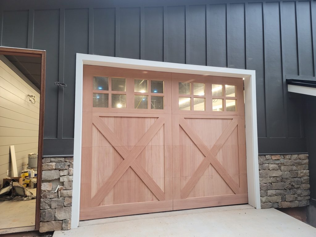 custom mahogany wood garage door