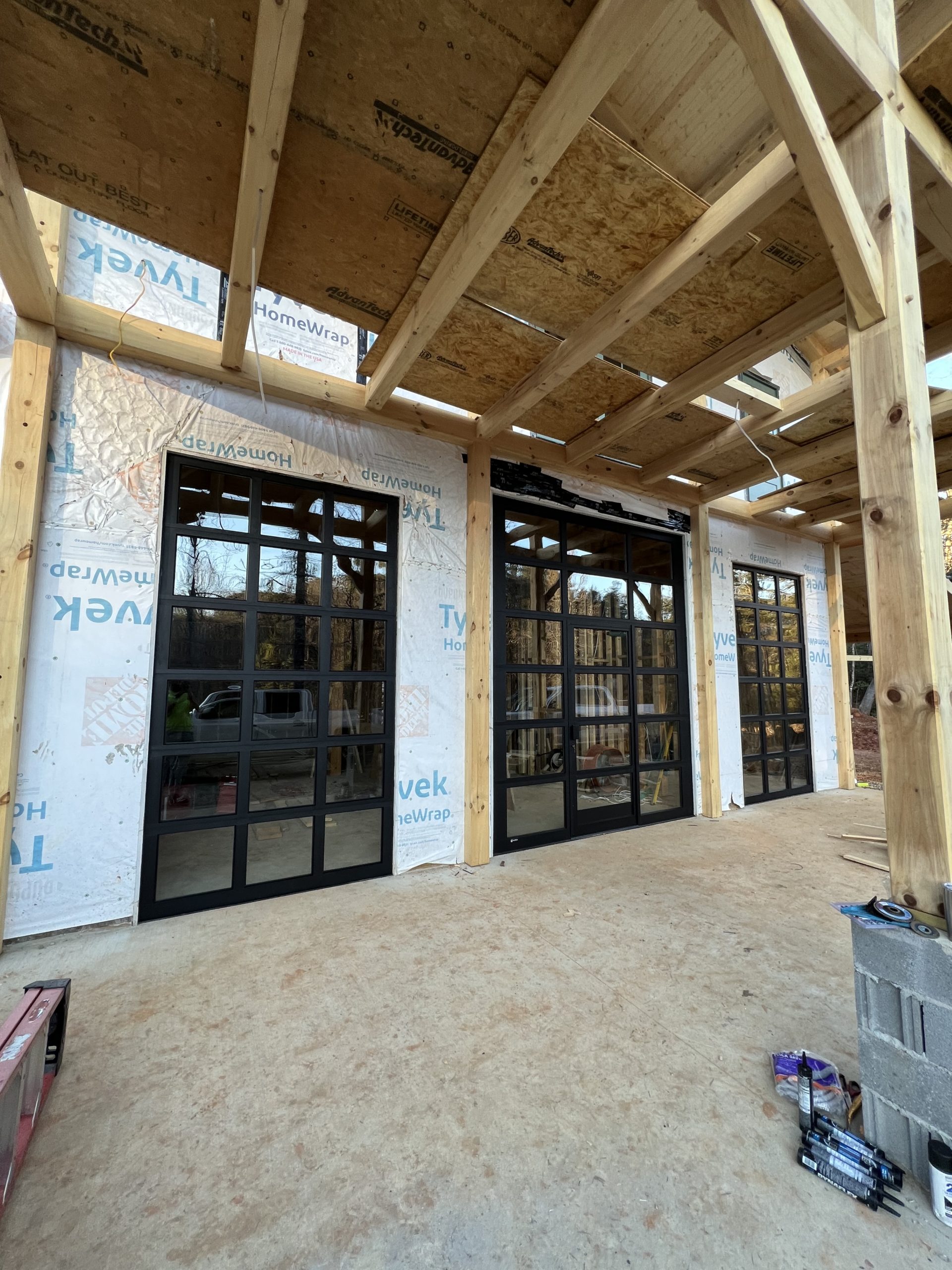 Pedestrian Walk Through Door Installed Inside Glass Garage Door